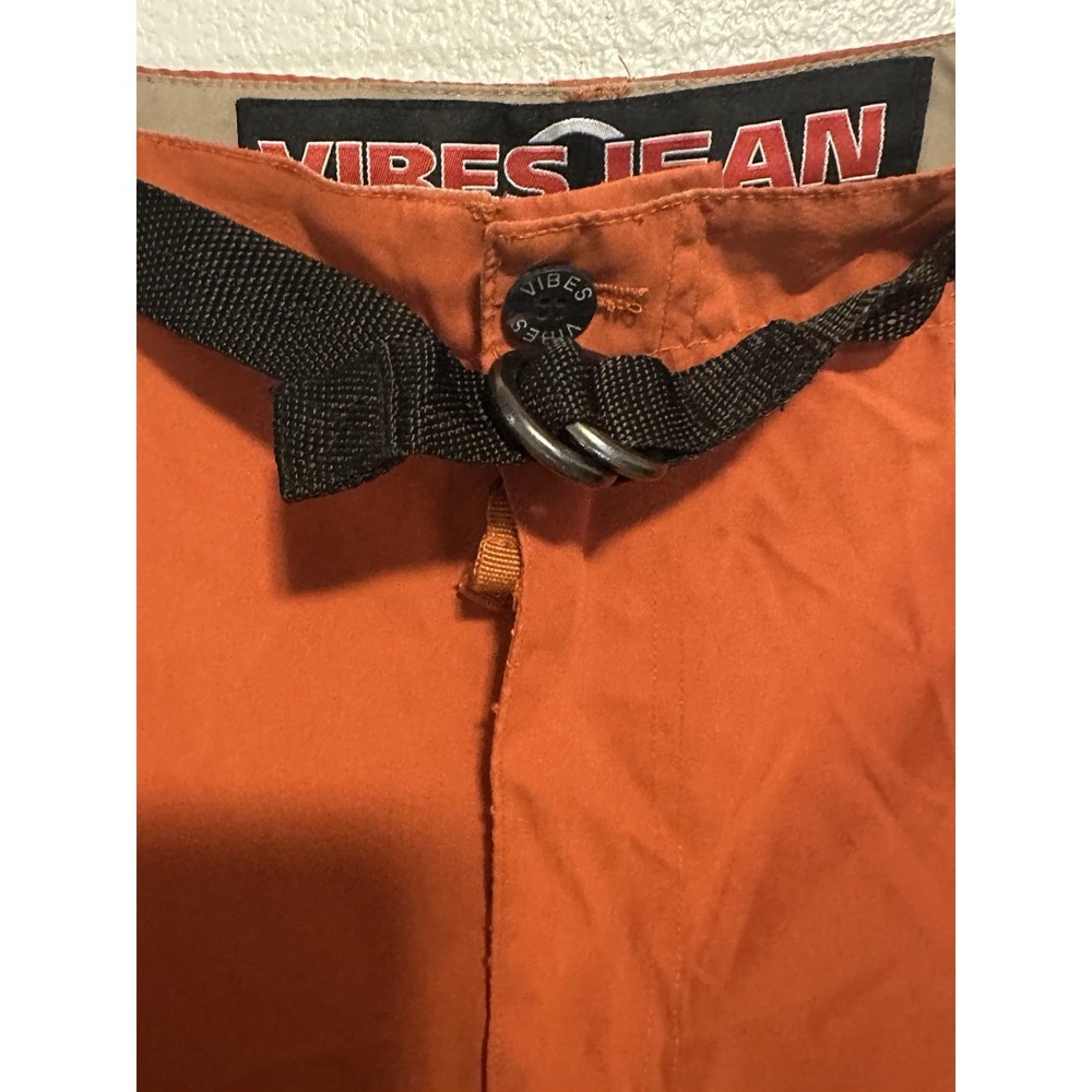 VIBES MEN XL Cargo Pants Convertible Baggy Orange Skater Paratrooper VTG Y2K NWT - Picture 3 of 13